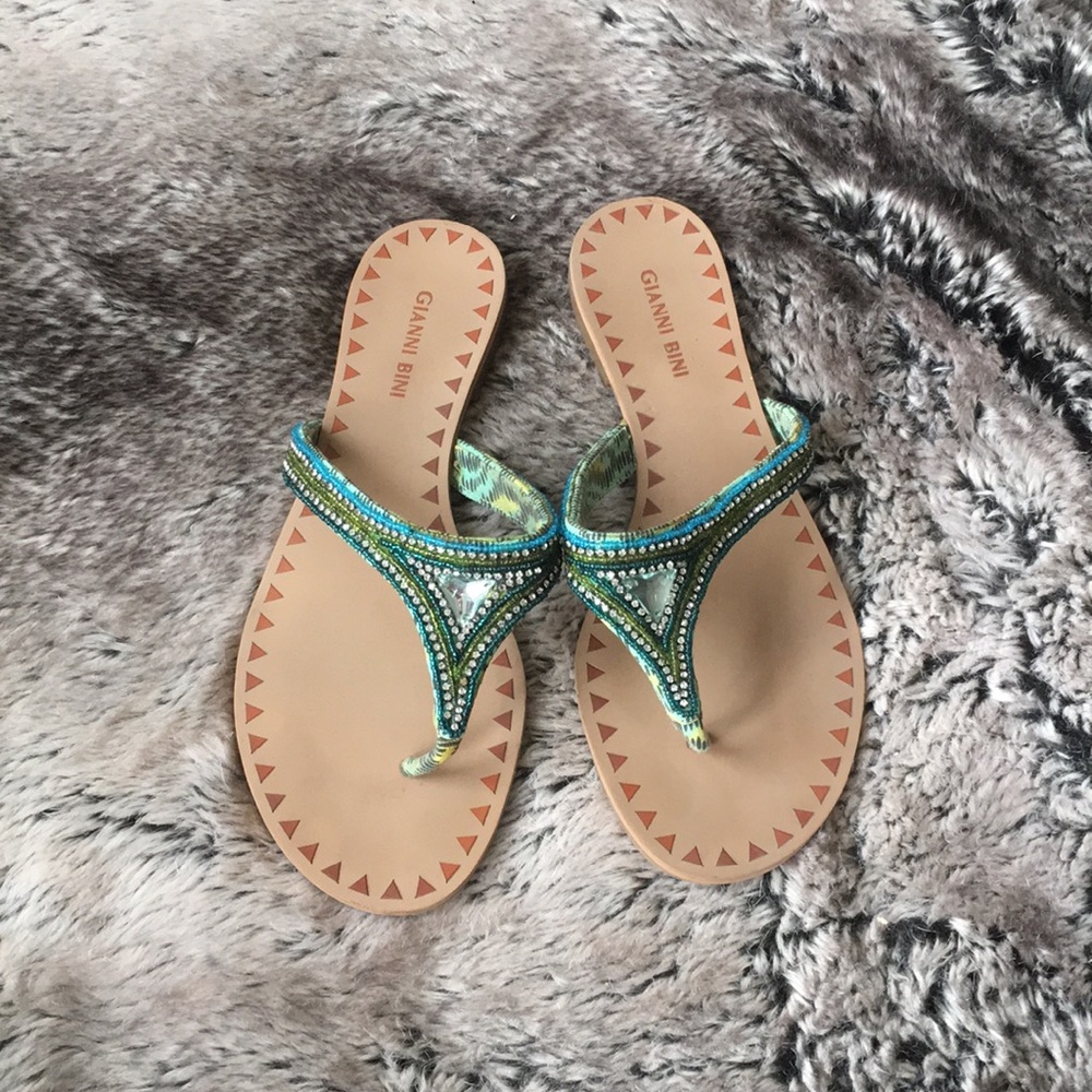 Green-Blue Jeweled Sandals